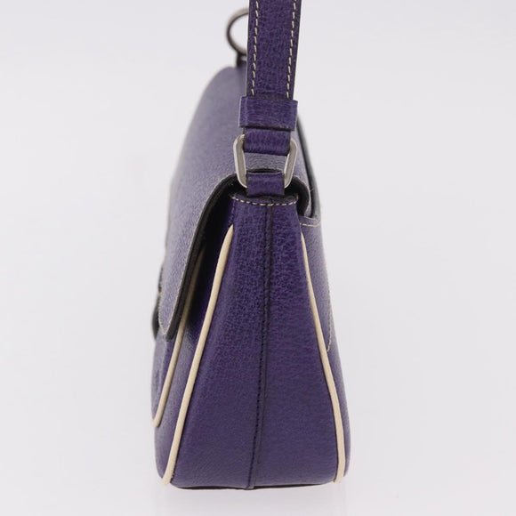 PRADA Shoulder Bag Leather Purple Silver Auth 183691A
