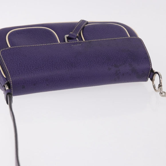 PRADA Shoulder Bag Leather Purple Silver Auth 183691A