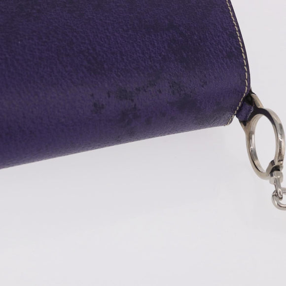 PRADA Shoulder Bag Leather Purple Silver Auth 183691A