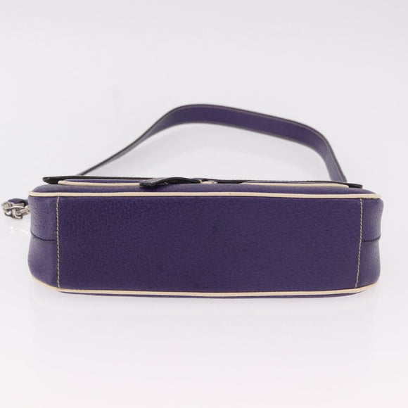 PRADA Shoulder Bag Leather Purple Silver Auth 183691A