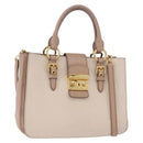 Miu Miu Hand Bag Leather 2way Ivory Gold Auth 183692A-1
