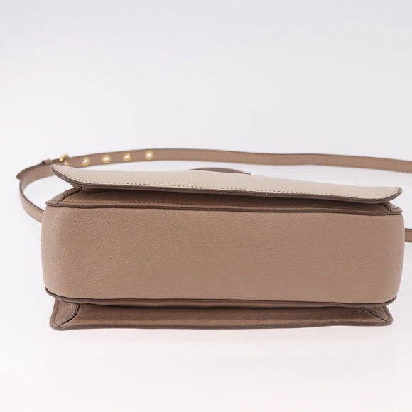 Miu Miu Hand Bag Leather 2way Ivory Gold Auth 183692A