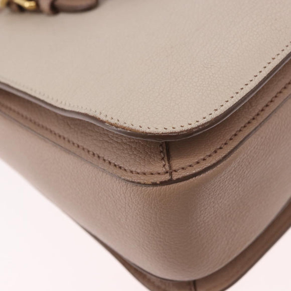 Miu Miu Hand Bag Leather 2way Ivory Gold Auth 183692A