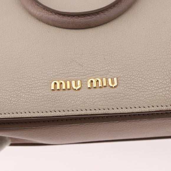 Miu Miu Hand Bag Leather 2way Ivory Gold Auth 183692A