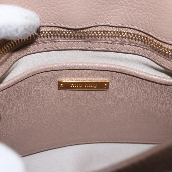 Miu Miu Hand Bag Leather 2way Ivory Gold Auth 183692A
