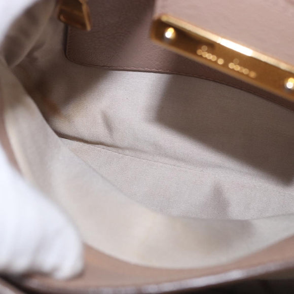 Miu Miu Hand Bag Leather 2way Ivory Gold Auth 183692A