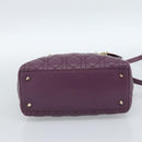 Christian Dior Canage Lady Dior Hand Bag Lamb Skin 2way Purple Gold Auth 183704M-11
