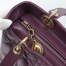 Christian Dior Canage Lady Dior Hand Bag Lamb Skin 2way Purple Gold Auth 183704M-17