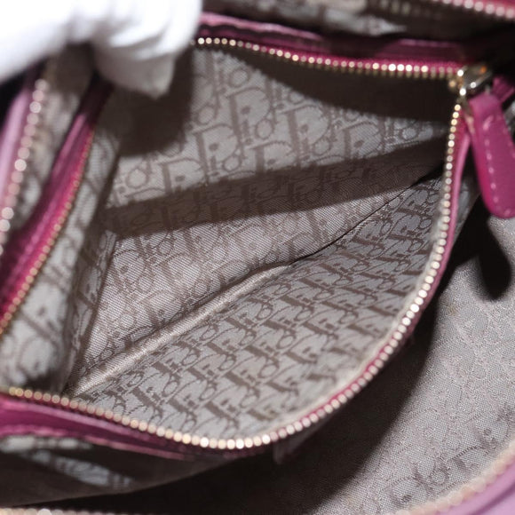 Christian Dior Canage Lady Dior Hand Bag Lamb Skin 2way Purple Gold Auth 183704M