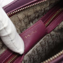 Christian Dior Canage Lady Dior Hand Bag Lamb Skin 2way Purple Gold Auth 183704M-24