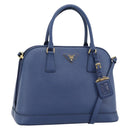 PRADA Hand Bag Saffiano leather 2way Blue Gold Auth 183706M-1