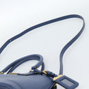 PRADA Hand Bag Saffiano leather 2way Blue Gold Auth 183706M-15
