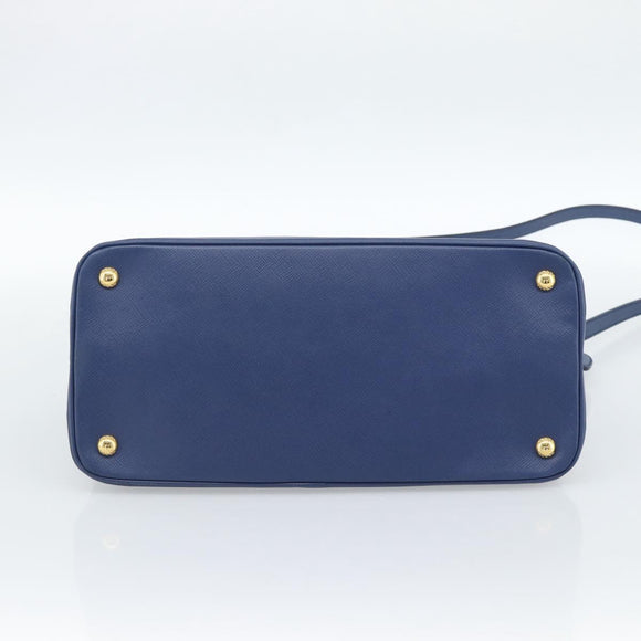 PRADA Hand Bag Saffiano leather 2way Blue Gold Auth 183706M