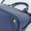 PRADA Hand Bag Saffiano leather 2way Blue Gold Auth 183706M-9