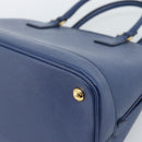 PRADA Hand Bag Saffiano leather 2way Blue Gold Auth 183706M-17