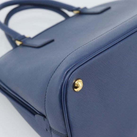 PRADA Hand Bag Saffiano leather 2way Blue Gold Auth 183706M