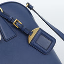 PRADA Hand Bag Saffiano leather 2way Blue Gold Auth 183706M-19