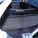 PRADA Hand Bag Saffiano leather 2way Blue Gold Auth 183706M-10
