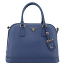 PRADA Hand Bag Saffiano leather 2way Blue Gold Auth 183706M-13