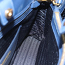 PRADA Hand Bag Saffiano leather 2way Blue Gold Auth 183706M-22