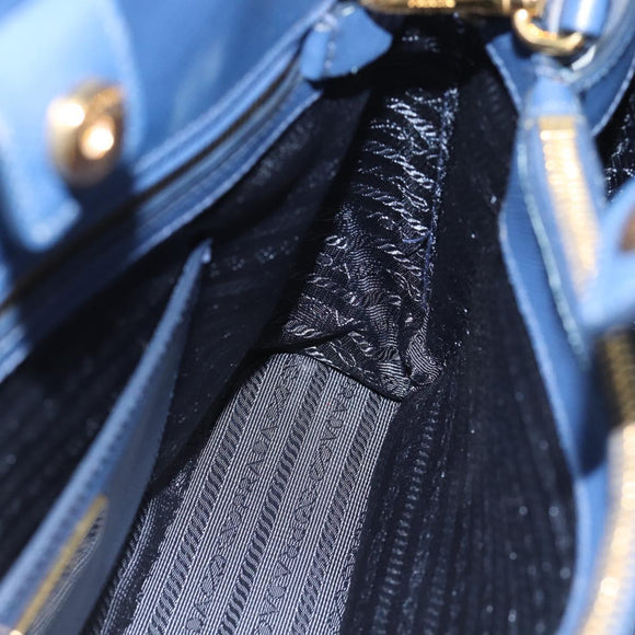 PRADA Hand Bag Saffiano leather 2way Blue Gold Auth 183706M