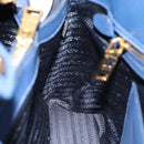 PRADA Hand Bag Saffiano leather 2way Blue Gold Auth 183706M-23
