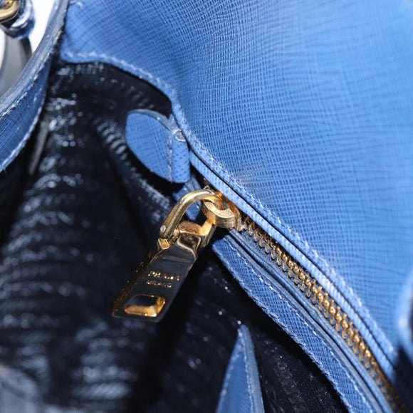 PRADA Hand Bag Saffiano leather 2way Blue Gold Auth 183706M
