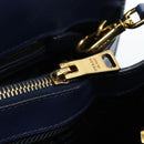 PRADA Hand Bag Saffiano leather 2way Blue Gold Auth 183706M-27
