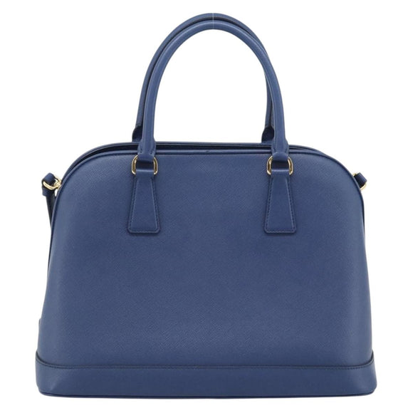 PRADA Hand Bag Saffiano leather 2way Blue Gold Auth 183706M