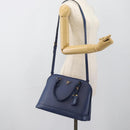 PRADA Hand Bag Saffiano leather 2way Blue Gold Auth 183706M-32