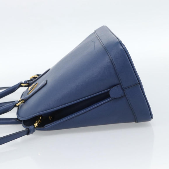 PRADA Hand Bag Saffiano leather 2way Blue Gold Auth 183706M