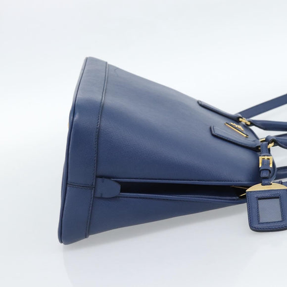 PRADA Hand Bag Saffiano leather 2way Blue Gold Auth 183706M