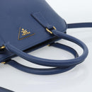 PRADA Hand Bag Saffiano leather 2way Blue Gold Auth 183706M-7