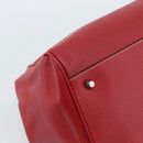 PRADA Hand Bag Leather Red Silver Auth 183707A-17