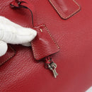 PRADA Hand Bag Leather Red Silver Auth 183707A-9
