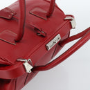 PRADA Hand Bag Leather Red Silver Auth 183707A-6