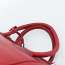 PRADA Hand Bag Leather Red Silver Auth 183707A-14