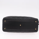 Christian Dior Lady Dior Canage Hand Bag Lamb Skin 2way Black Gold Auth 183708V-11
