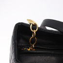 Christian Dior Lady Dior Canage Hand Bag Lamb Skin 2way Black Gold Auth 183708V-17