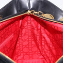 Christian Dior Lady Dior Canage Hand Bag Lamb Skin 2way Black Gold Auth 183708V-20