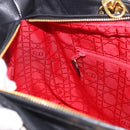 Christian Dior Lady Dior Canage Hand Bag Lamb Skin 2way Black Gold Auth 183708V-22