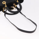 Christian Dior Lady Dior Canage Hand Bag Lamb Skin 2way Black Gold Auth 183708V-9