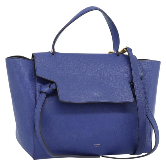 CELINE Belt bag Hand Bag Leather 2way Blue Gold Auth 183709M