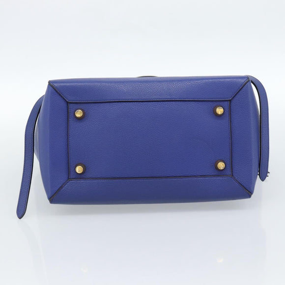CELINE Belt bag Hand Bag Leather 2way Blue Gold Auth 183709M