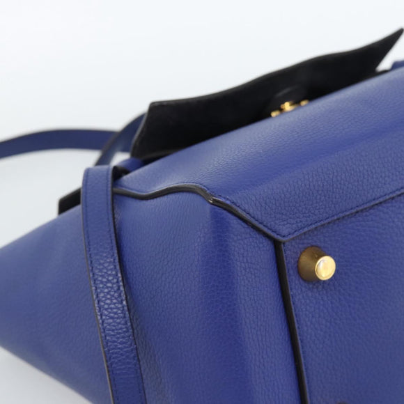 CELINE Belt bag Hand Bag Leather 2way Blue Gold Auth 183709M