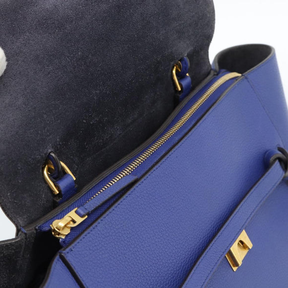 CELINE Belt bag Hand Bag Leather 2way Blue Gold Auth 183709M