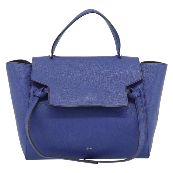 CELINE Belt bag Hand Bag Leather 2way Blue Gold Auth 183709M