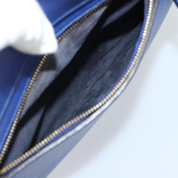 CELINE Belt bag Hand Bag Leather 2way Blue Gold Auth 183709M