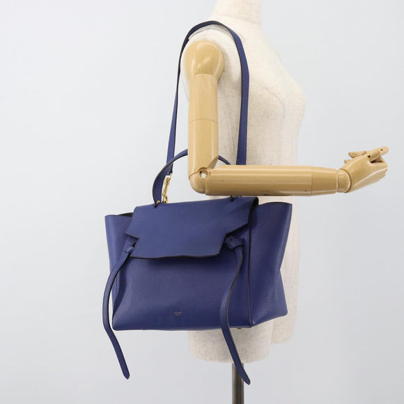 CELINE Belt bag Hand Bag Leather 2way Blue Gold Auth 183709M