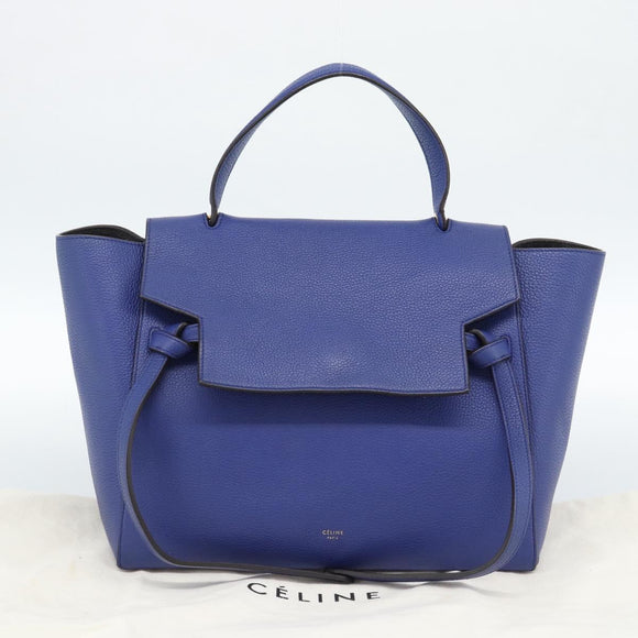CELINE Belt bag Hand Bag Leather 2way Blue Gold Auth 183709M